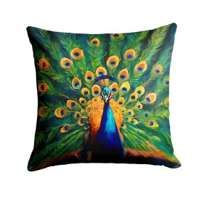 Peacock Throw Pillow Machine Washable, Indoor Outdoor Decorative Pillow for Couch, Bed or Patio, 14Hx14W