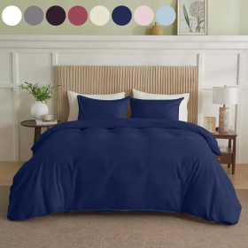 Serta Simply Clean Solid Duvet Cover King (Option: Navy Blue-King)