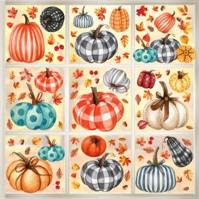 98 PCS Thanksgiving Window Clings 9 Sheets Fall Window Clings Pumpkin Maple Leaves Window Decals Double-Sided Window Stickers for Autumn Thanksgi (Option: W13617752)