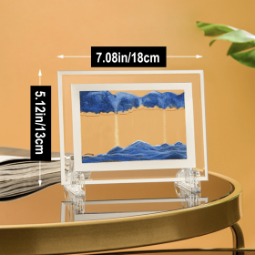 1pc; Dynamic Square Quicksand Painting; Romantic Gift; Quicksand Painting Decoration; Home Decoration; Office Desktop Decoration; Hourglass Dynam (Color: Blue, size: 7.08in/18cm)