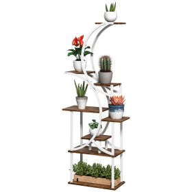 Outsunny Plant Stand Indoor, 8 Tier 62" S-Shaped Plant Shelf, Corner Plant Rack for Multiple Plants, Carbonised Finish (Color: default)
